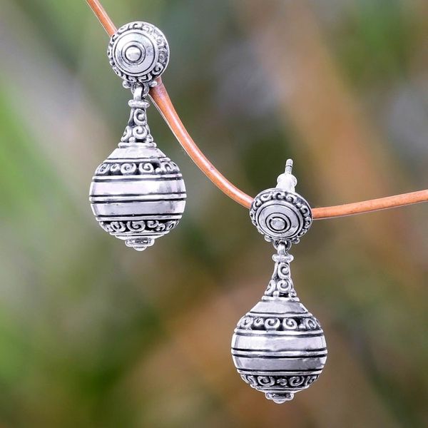 Alternate image for Artisan Crafted Sterling Silver Dangle Earrings from Bali Kendi