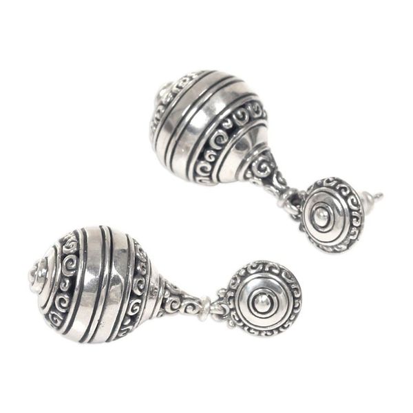 Alternate image for Artisan Crafted Sterling Silver Dangle Earrings from Bali Kendi