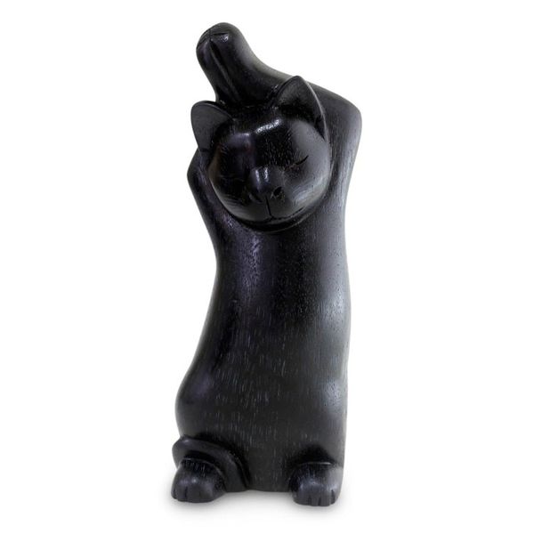Alternate image for Wood sculpture Black Cat Stretch