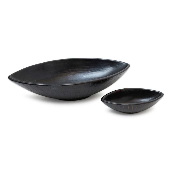 Alternate image for Black Ceramic Serving Bowls Crafted by Hand Pair Lidi Aren