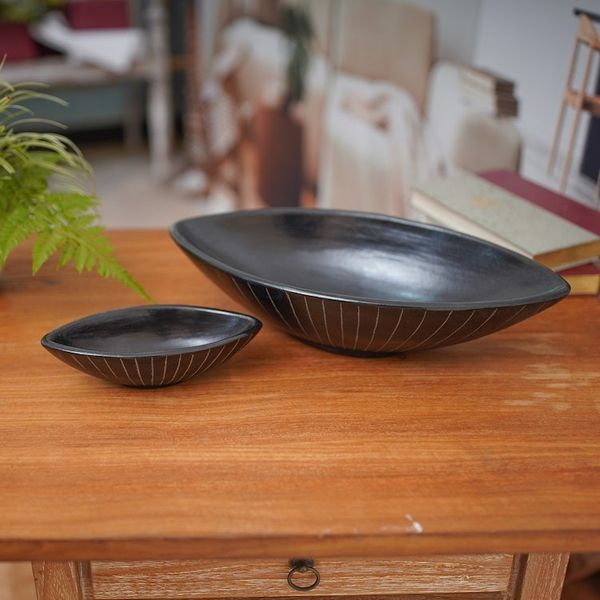 Alternate image for Black Ceramic Serving Bowls Crafted by Hand Pair Lidi Aren