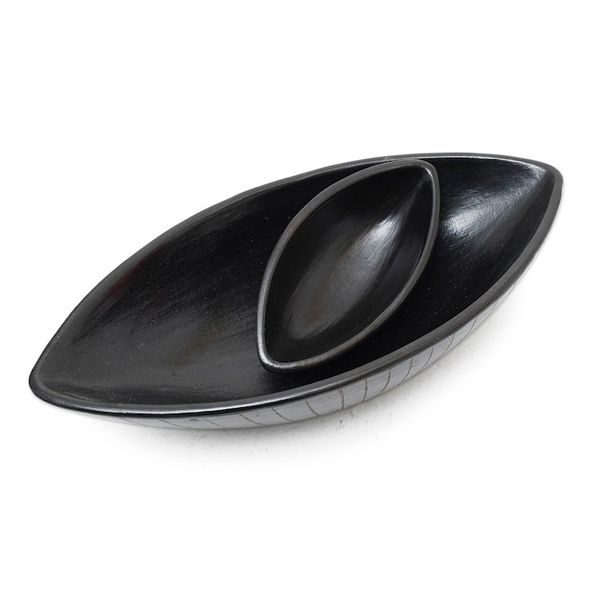 Alternate image for Black Ceramic Serving Bowls Crafted by Hand Pair Lidi Aren