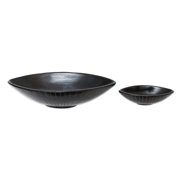 Alternate image for Black Ceramic Serving Bowls Crafted by Hand Pair Lidi Aren