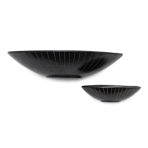 Alternate image for Black Ceramic Serving Bowls Crafted by Hand Pair Lidi Aren