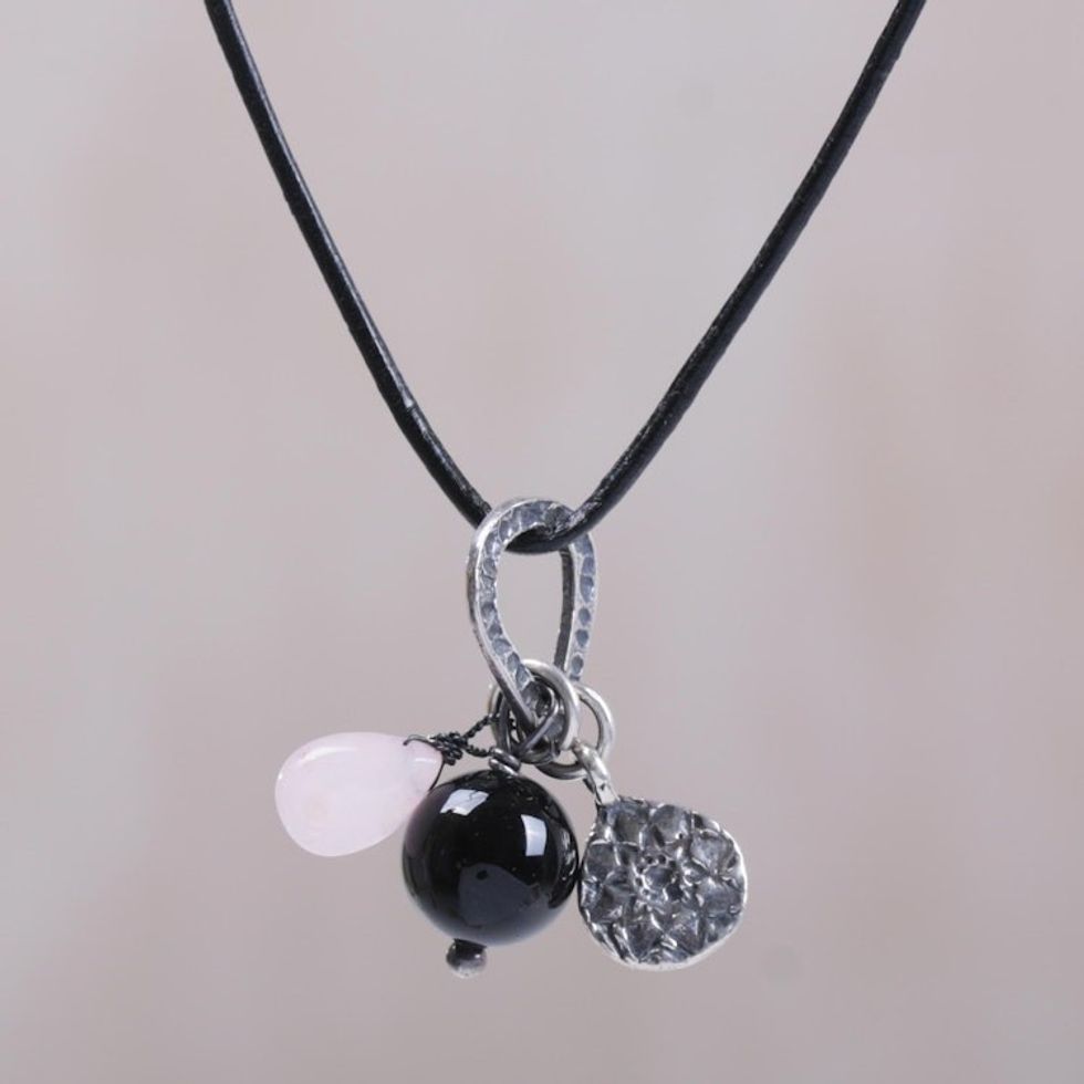 Handmade Sterling Silver Charm and Gemstone Bead Necklace 'Lotus Glow'