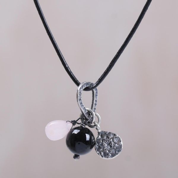 Alternate image for Handmade Sterling Silver Charm and Gemstone Bead Necklace Lotus Glow