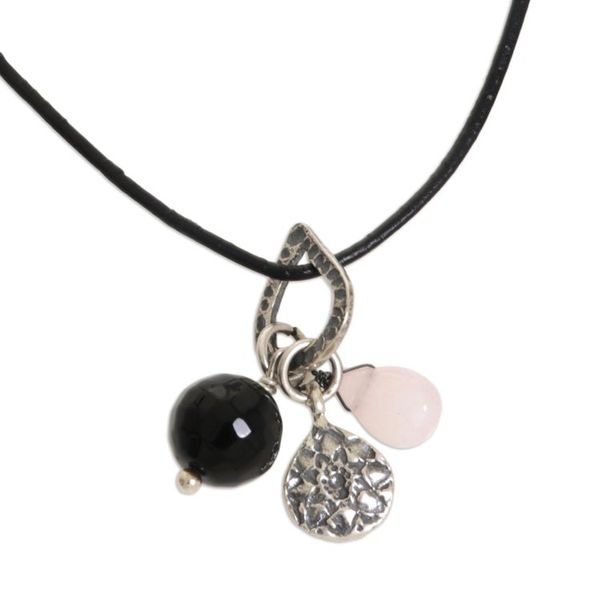 Alternate image for Handmade Sterling Silver Charm and Gemstone Bead Necklace Lotus Glow