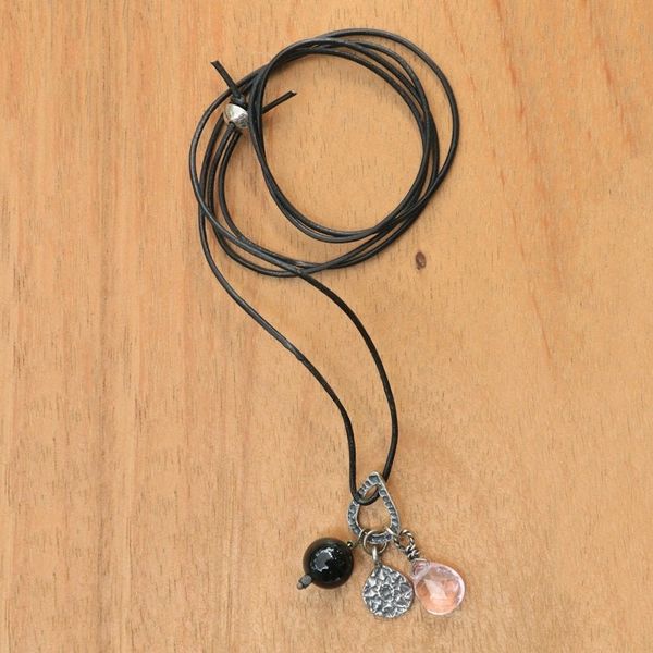 Alternate image for Handmade Sterling Silver Charm and Gemstone Bead Necklace Lotus Glow