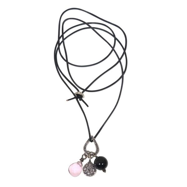 Alternate image for Handmade Sterling Silver Charm and Gemstone Bead Necklace Lotus Glow
