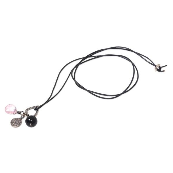 Alternate image for Handmade Sterling Silver Charm and Gemstone Bead Necklace Lotus Glow