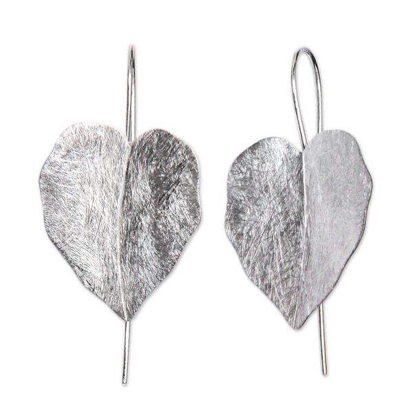 Alternate image for Sterling Silver Leaf Earrings Handcrafted in Bali Hibiscus Leaves