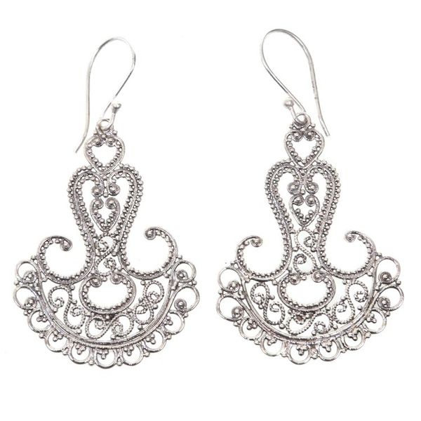 Alternate image for Sterling silver filigree earrings Benoa Anchor