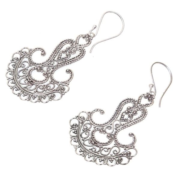 Alternate image for Sterling silver filigree earrings Benoa Anchor