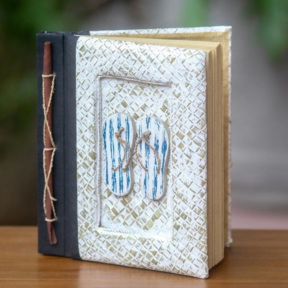 50-page Journal with Natural Fiber Cover and Rice Paper 'The Path Is Blue'