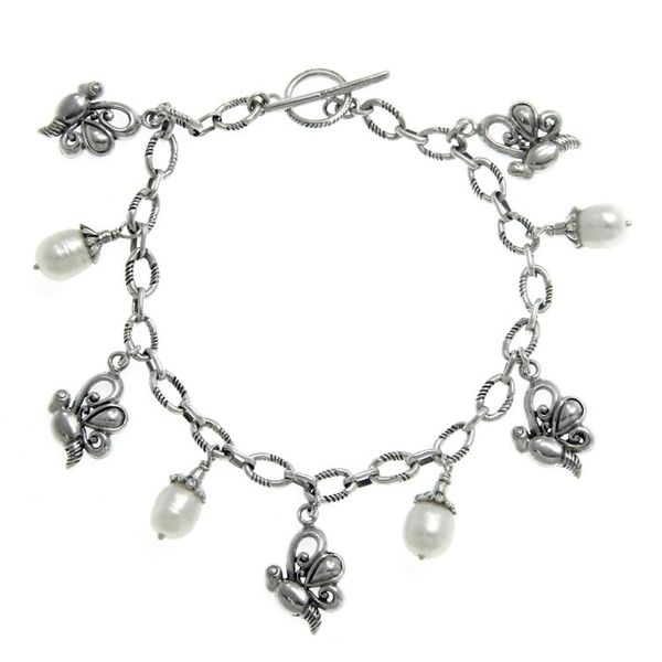 Alternate image for Cultured pearl charm bracelet Baby Butterfly