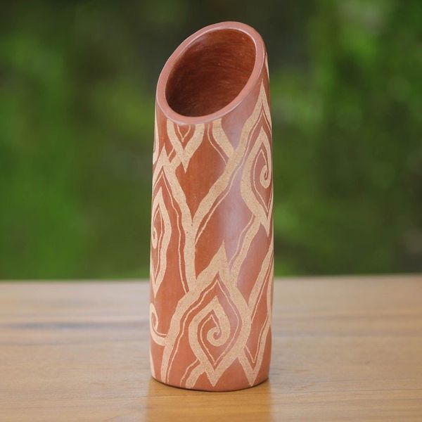 Alternate image for Cloud Motif Brown Ceramic Vase Cloud Bamboo