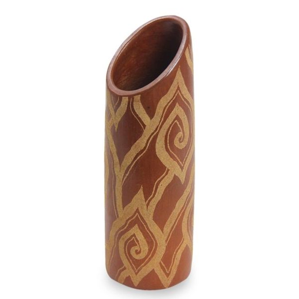 Alternate image for Cloud Motif Brown Ceramic Vase Cloud Bamboo