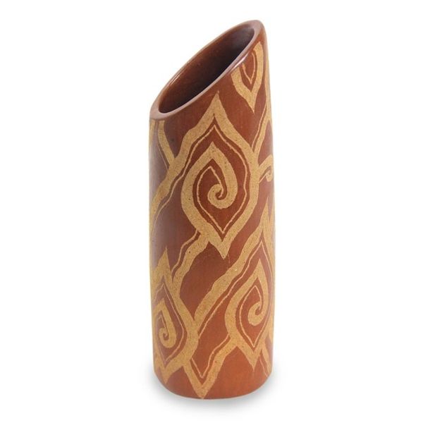 Alternate image for Cloud Motif Brown Ceramic Vase Cloud Bamboo