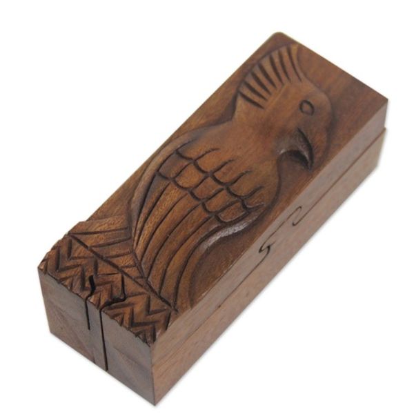 Alternate image for Artisan Crafted Bird Theme Wood Puzzle Box from Bali Bali Mynah