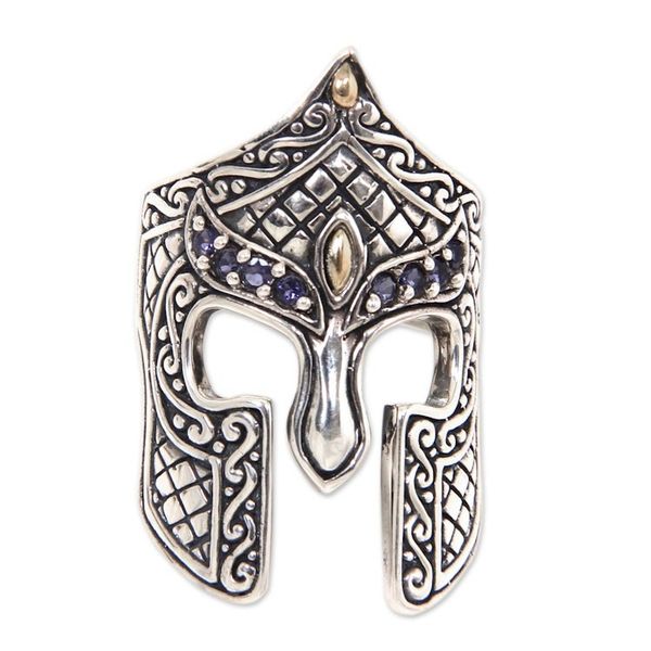 Alternate image for Gold Accent Etruscan Warrior Ring with Iolite Warrior