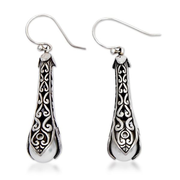 Alternate image for Sterling Silver Tendrils and Cultured Pearl Earrings Clove Island