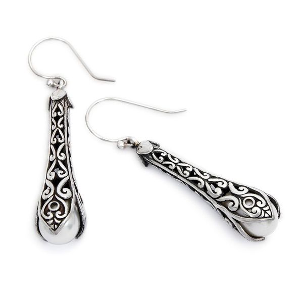 Alternate image for Sterling Silver Tendrils and Cultured Pearl Earrings Clove Island