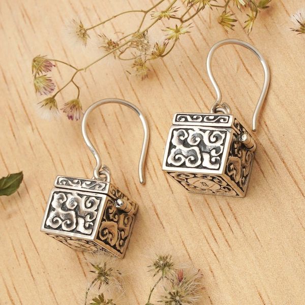 Alternate image for Sterling Silver Prayer Box Earrings Prayer Locket