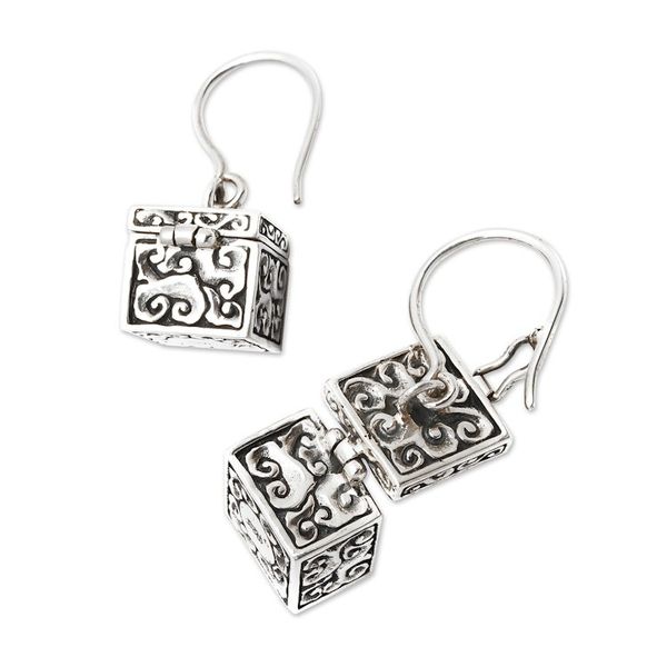 Alternate image for Sterling Silver Prayer Box Earrings Prayer Locket