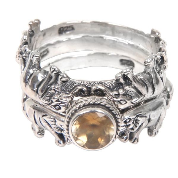 Alternate image for Citrine and Silver Stacking Rings Set of 3 from Indonesia Elephant Shrine