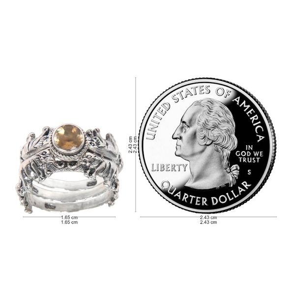 Alternate image for Citrine and Silver Stacking Rings Set of 3 from Indonesia Elephant Shrine