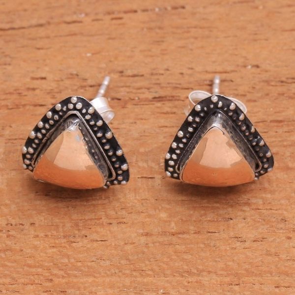 Alternate image for 18k Gold Accent Sterling Silver Stud Earrings from Bali Triangular Radiance