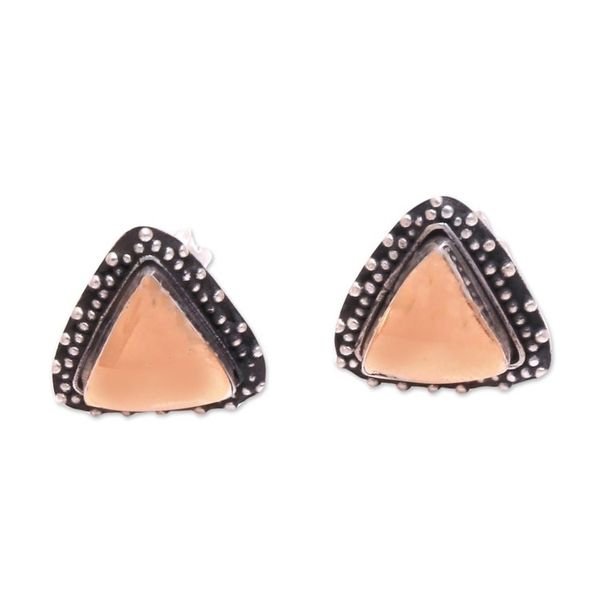 Alternate image for 18k Gold Accent Sterling Silver Stud Earrings from Bali Triangular Radiance