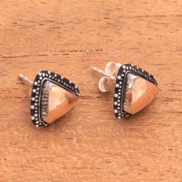 Alternate image for 18k Gold Accent Sterling Silver Stud Earrings from Bali Triangular Radiance