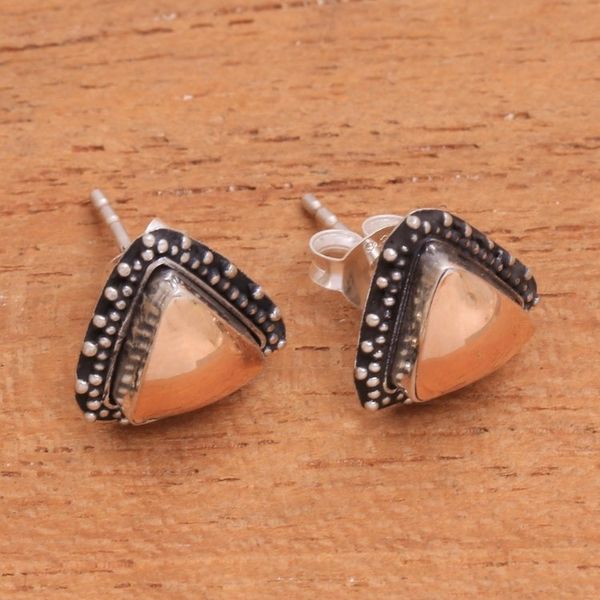 Alternate image for 18k Gold Accent Sterling Silver Stud Earrings from Bali Triangular Radiance