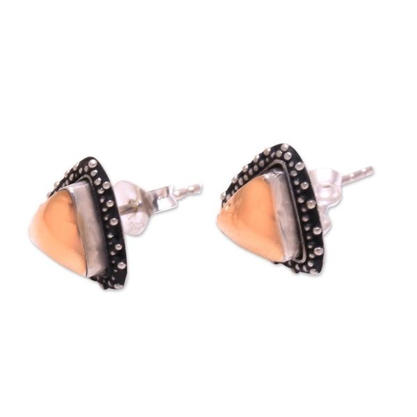 Alternate image for 18k Gold Accent Sterling Silver Stud Earrings from Bali Triangular Radiance