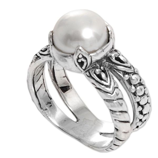 Alternate image for Cultured Freshwater Pearl and Sterling Silver Cocktail Ring Romancing the moon