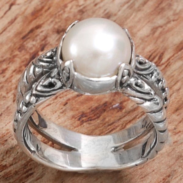 Alternate image for Cultured Freshwater Pearl and Sterling Silver Cocktail Ring Romancing the moon