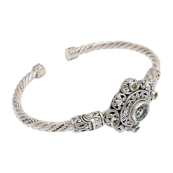 Alternate image for Prasiolite and Peridot Silver Cuff Bracelet Mahameru Green