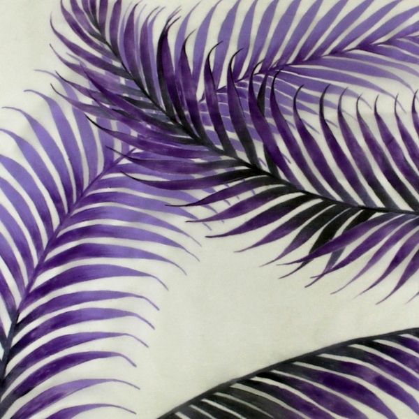 Alternate image for Handpainted Sheer White Silk Shawl with Purple Ferns Purple Fern Shadow