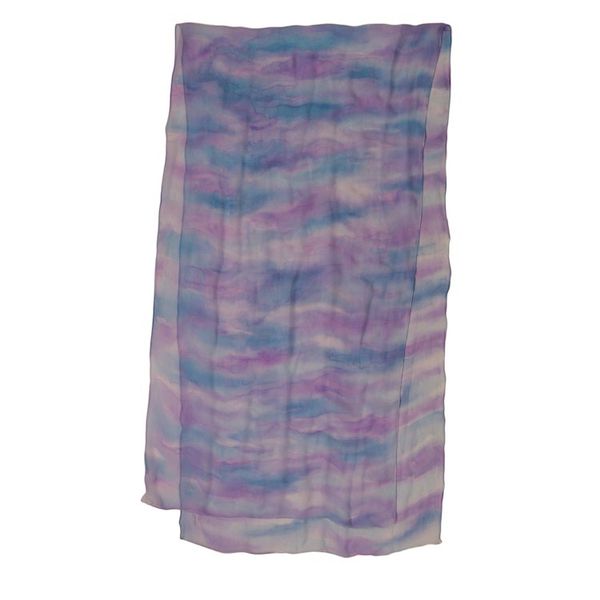 Alternate image for Hand-Painted Silk Shawl in Amethyst and Teal from India Mystifying Beauty in Plum