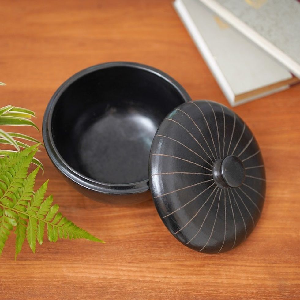 Artisan Handcrafted Terracotta Ceramic Bowl Made in Lombok 'Moonbeams in the Night'