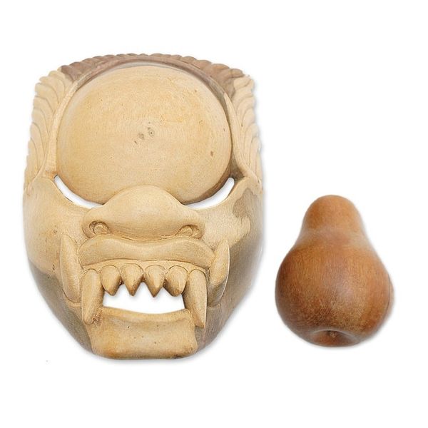 Alternate image for Handcrafted Hibiscus Wood Cultural Mask from Bali Kala Rau