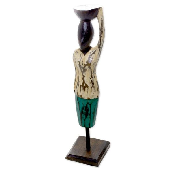 Alternate image for Hand Carved Albesia Wood Abstract Woman Statuette from Bali Bali Endeavor