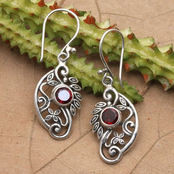 Alternate image for Balinese Sterling Silver and Garnet Swan Theme Earrings Proud Swans