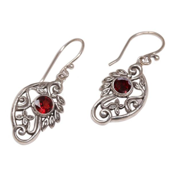 Alternate image for Balinese Sterling Silver and Garnet Swan Theme Earrings Proud Swans