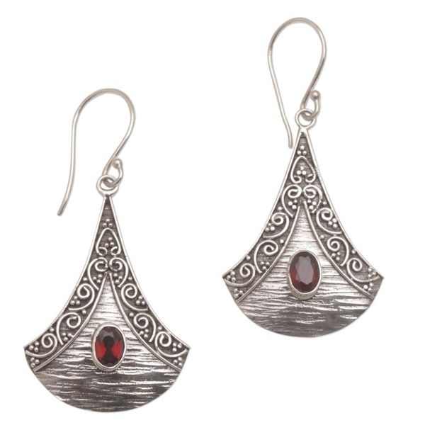 Alternate image for Garnet and Sterling Silver Dangle Earrings from Bali Blade Falling