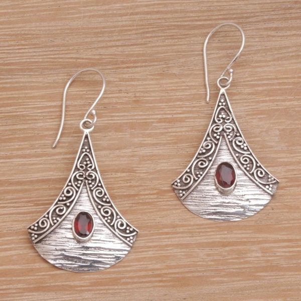 Alternate image for Garnet and Sterling Silver Dangle Earrings from Bali Blade Falling