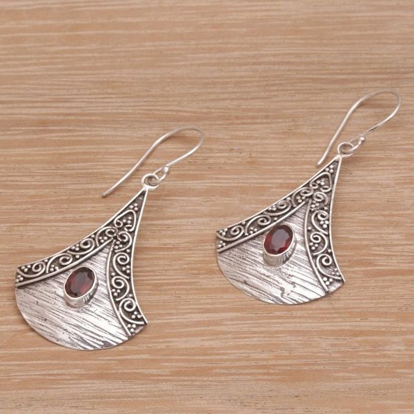 Alternate image for Garnet and Sterling Silver Dangle Earrings from Bali Blade Falling