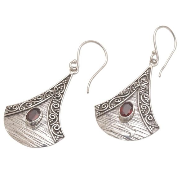 Alternate image for Garnet and Sterling Silver Dangle Earrings from Bali Blade Falling