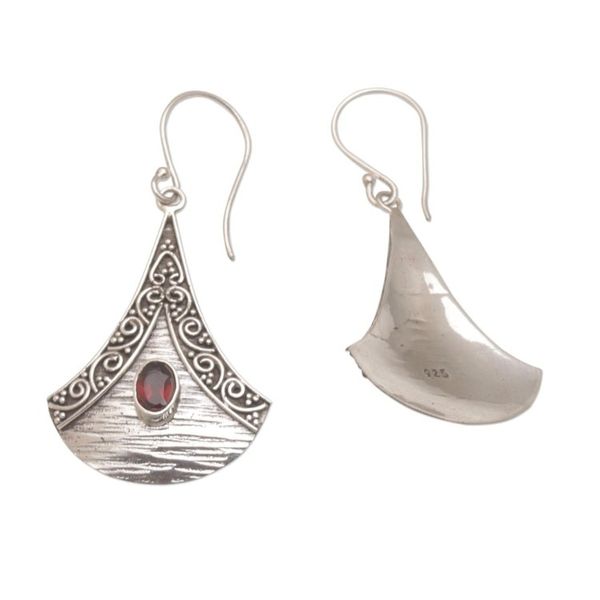Alternate image for Garnet and Sterling Silver Dangle Earrings from Bali Blade Falling